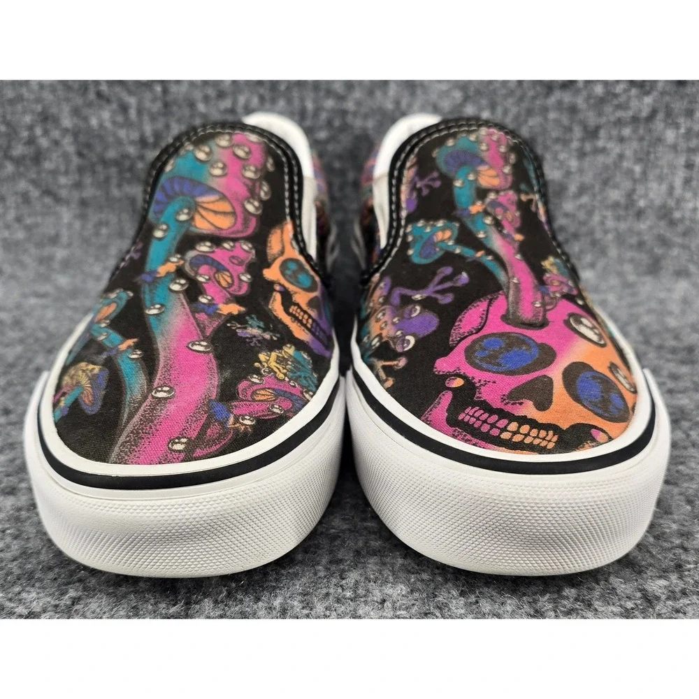 Vans Trippy Drip Slip-On Shoes M7.5 W9 Black Multi Skull Mushroom Psychedelic